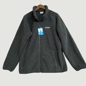 NEW Columbia Men's L Black Full-Zip Fleece Sherpa Jacket N0276